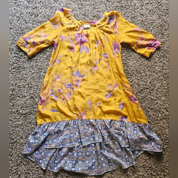 Vanessa Virginia Anthro Maximalist Silk Floral Cottagecore Boho midi dres sz L - Picture 2 of 10